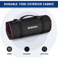 WORKPRO Tool Roll Bag, Multi-Purpose Tool Bag with 2 Detachable Pouches and 4 Zipper Tool Pouches, 720D Heavy Duty Tool Roll Organiser, Ideal for Storing Screwdrivers, Wrenches, Screws, nuts
