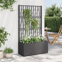 vidaXL Plantenbak met trellis - Donkergrijs, 80 x 36 x 140 cm