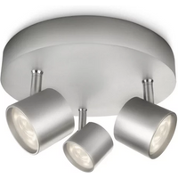 Philips Ceiling/Wall Spotlights Round Star 3 x Warm White 16.5W Brushed Aluminium