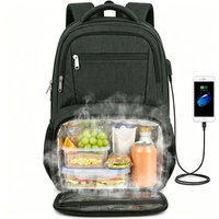 【Summer Cooler Bag】Lunch Backpack for Men Women Work, Sturdy 17 Inch Laptop Backpack with Lunch Compartment, Water Resistant Work Bag with Padded Straps and USB Charging Port, Anti Theft Computer Back Pack for Office Commute College