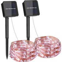 Vivreal 2PCS Solar Copper Wire String Lights – 8M (26 ft) 80 LEDs Cool White, Waterproof Outdoor Fairy Lights for Garden, Patio & Holiday Decoration, New Year Sale , Top gift picks