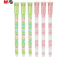 M&G Erasable Gel Pens, 6 Pack Black Ink Erasable Pens, Fine Point 0.7 mm, Cute Animal Design, Smooth Writing Gel Pens with Comfort Grip and Cap for School, Office, and Planner