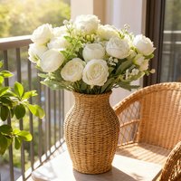 Wei's Moment 4Bunches Peony Artificial Flowers White Flowers Silk Peonies Bouquets for Wedding Party Table Centerpieces Floral Arrangement Home Kitchen Decor