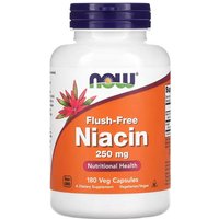 NOW Foods Niacin Flush Free Vitamin B3 250mg Daily Wellness Support Capsules - 180 Vegan Capsules