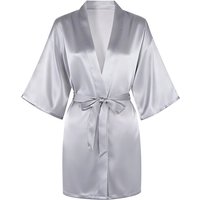 IZURIA mid-sleeved gris fume silk-like bathrobe L