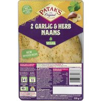Patak's naanbrood met knoflook en kruiden - 2 stuks