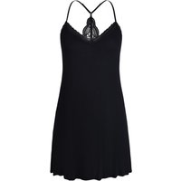 IZURIA collar narrow lace and wide lace back v-neck black suspender dress S
