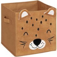 Atmosphera opbergbox van fluweel met luipaardprint - 29 x 29 cm, bruin