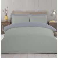 NightComfort Duvet Cover Set Plain Reversible Polycotton Sage/Grey Double