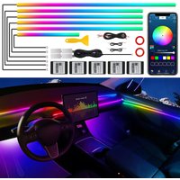 VGETTING Dreamcolor acryl ledstrip voor auto-interieur, ondersteunt app-bediening, RGB 14-in-1, 175 inch/593 leds neon sfeerverlichtingsset voor auto-interieur, ondersteunt muziekritme/looplicht, glasvezel-lichtstrip