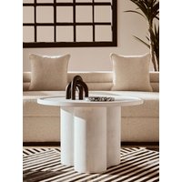 Fifty Five South Coffee Table Walsa Pillar Base Solid Mango Wood Whitewash