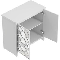Galano Iris 2 Door Sideboard – Storage Cabinet for Living Room & Kitchen – Space Saving Side Unit with Arylic Mirror Doors, Modern Side Board Organizer - White