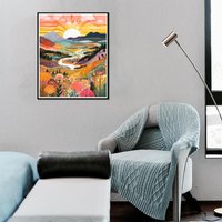 JU7CER Sunrise Diamond Painting Kit - Adult 5D Landscape Gem Art Set | Home Decor Craft 12×16 Inches (30×40cm)