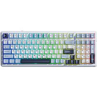 AULA F99 Mechanical Wireless Keyboard, QWERTY US layout, Tri-Mode(Wired/Bluetooth/2.4G) - Light Blue/Gray wood switch V3