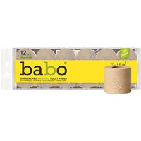 BABO 6D reliëf toiletrol bamboepulp EU-norm, 4 lagen 104×110mm 240 vel/rol, 12 rollen/bundel, zonder toevoegingen, zijdubbel zacht reliëf 6D, milieucertificaat, toiletpapier voor thuisbadkamer