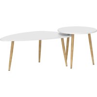 HOMCOM Coffee & Side Table Set Scandi White/Oak Effect