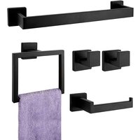 JORDAN&JUDY 5-Piece Black Towel Rack Set, Bathroom Storage, Stylish & Functional