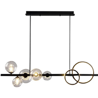 Homary Minimalist 5-Light Glass Globe Shade Sputnik Kitchen Island Light Globe Light in Black