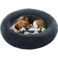 Ochama pluizig en rustgevend donut-dogbed met afneembare, wasbare hoes, donkergrijs, 90 x 20 cm, pluche, PP-katoen
