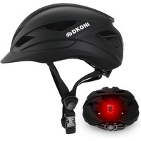 DKONI HS-086 volwassenenfietshelm met lamp - zwart - maat M (55-58 cm)