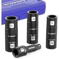 WORKPRO 3PC 1/2" Double-Ended Impact Socket with 1PC Extension Rod Blue Plastic Box Set