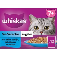 Whiskas natvoer voor senior katten, vis selectie in gelei 7+