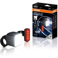 OSRAM COMPACT 100 Set - Oplaadbare fietsverlichtingsset - Voor- en achterlicht met remlicht, StVZO-goedgekeurd, compatibel met Garmin-fietsbevestiging, 100 lumen