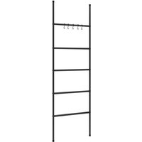 MINGHOU Ladder-Style Clothes Drying Rack Easy Storage Black Metal Hanger for Towels Clothes (Convenient Home Use)