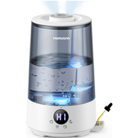 Homvana 3.6L Humidifier H101 Grey - Top-Fill, SilentSpary™ Tech, 360° Cool Mist, 34H Durable, Quiet 16 dB, BPA Free, Aroma Diffuser, 7-Colour Night Light.