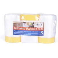 TAPEBEAR Pre-Taped Masking Film, Tape and Drape, Plastic Sheeting Roll, Automotive Painters Masking Tape Film, Plastic Sheeting Cover for appliance, Car, 22inch X 65feet, 3rolls