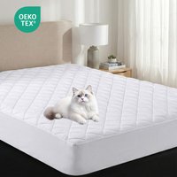 LeBonsoir Protectors Toppers, Bedding Quilted Microfibre Mattress Topper and Mattress Protector with Stretch Surround Height up to 30 cm,machine-washable, Fitted Sheet, White, 200 x 200cm