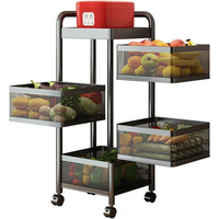 Maxcook keukenrek staande trolley draaibaar opbergrek kastplanken - vijf lagen