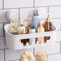TAILI Zuignap Doucherek, Badkamer Douchemand Wandmontage Organizerplank voor Shampoo, Douchegel, Conditioner, Plastic Doucherek voor Keuken & Badkamer, Boorvrij Verwijderbaar