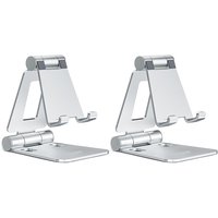 JORDAN&JUDY 2-Pack Silver Aluminum Phone Stand, Lightweight & Portable, Multi-Use