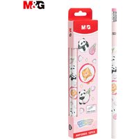 M&G 2B houten potloden met gum, 12 stuks, driehoekige kinderpotloden, grafietstudentenpotloden voor school, schrijven en tekenen, schattig panda-ontwerp