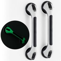 TAILI Douche Beugel Gloeit in het Donker, 2 Stuks 16,8 Inch Grepen voor Badkuipen en Douches, Douchehandgreep Doucherail voor Senioren en Ouderen, Badkamer Veiligheidsgreep Verwijderbaar Geen Boren Waterdicht, Zwart