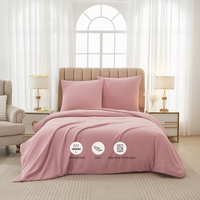 Meeallhome gewassen geborstelde dekbedovertrekset 200×200cm / 65×65cm×2 beige roze