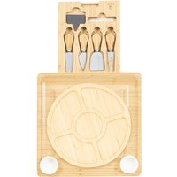 Zimatic Bamboo Cheese Board, Cheese Board with Cheese Knife Set, Charcuterie Board, Cheese Boards, Serving Board, plus fruit tray, for Wine, Crackers, Brie and Meat, Housewarming Gift for Treats, Christmas, Thanksgiving Day