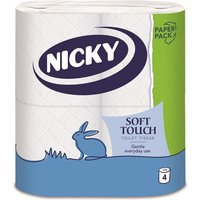 Nicky Soft Touch Toilet Tissue, 2-Ply, 4 Rolls Paper Pack