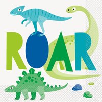 Unique Party Lunch Napkins, Blue & Green Dino, 16 pack
