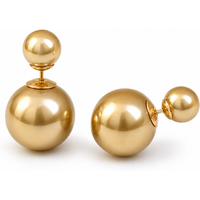 VoxorAI gold classic double pearl earrings with two pearls on both sides, light luxury, high fashion, niche new products 8mm and 16mm