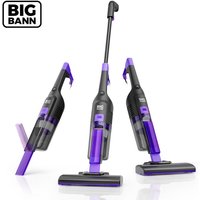 BIGBANN 3-in-1 steelstofzuiger, lichtgewicht bedrade handstofzuiger met 18 kPa zuigkracht, rechtop bewaren, 5 m snoer voor harde vloeren, dierenhaar en kleine ruimtes, zwart, Flit F