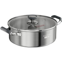 Maxcook 30 cm soeppan, 316 L roestvrijstalen kookpan, multiplaagse samengestelde bodem, met glazen deksel & hittebestendige dubbele handgrepen, geschikt voor inductie & gasfornuis, soeppan met grote capaciteit MCT8259