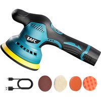 EA 12V poets- en wachsmachine, 2800–5500 rpm, draadloos, oplaadbaar (3 x 2500 mAh-batterijen), schuurmachine voor autowax