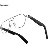 LAWAKEN AI Chat City Aviator AI Smart Audio Glasses, 128 Languages Real-Time Translation, AI Note for Meeting Summary, AI agent of ChatGPT Gemini Claude, Waterproof, Lightweight, long battery, Prescription Lenses, 5.3 Bluetooth, Hands-Free Wearable, Open-Ear Music & Calls, for ios android, Design Style, for Business & Travel