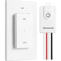 Dewenwils draadloze verlichtingschakelset, voor wandmontage, 230 V AC, bereik tot 30 m, afneembare magneetschakelknop, geen bedrading nodig, voor lampen