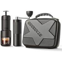 STARESSO Portable Espresso Maker & Coffee Bean Grinder Set with Carrying Bag, Manual Travel Coffee Maker + Burr Coffee Grinder, Waterproof Easy-Carry, Perfect for Travel Camping Hiking On-The-Go
