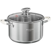 Maxcook 3.2 L 304 Stainless Steel Stock Pot (20 cm) with Glass Lid and Silicone Handles, Soup Pot for All Cooktops, Including Induction MCT1101