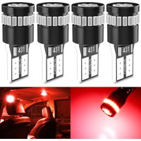 KATUR 194 LED Bulbs 168 2825 W5W T10 24-SMD 3014 Chipsets LED Error Free Canbus Error for Car License Plate Dome Shape (4pcs, Bright Red)