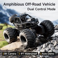 4DRC Y10 Amfibisch voertuig, 2.4GHz 4WD RC-auto, monstertruck met IPX7-waterdicht, 360° rotatie, LED-verlichting, 60 min+ speeltijd, RC-auto voor
